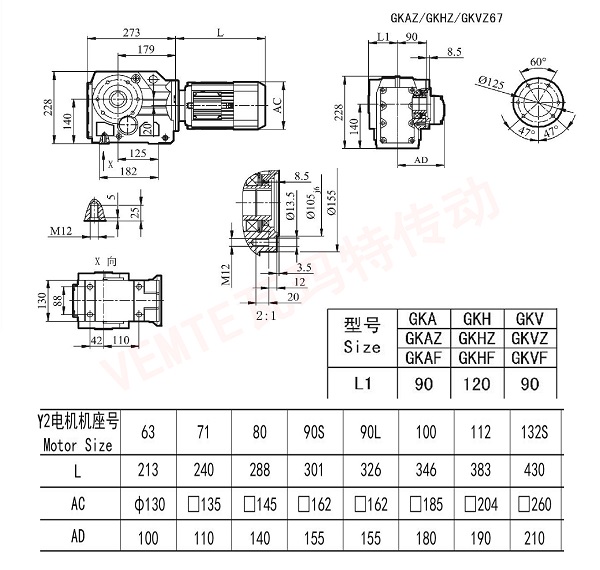 KAZ KHZ KVZ67減速機尺寸圖