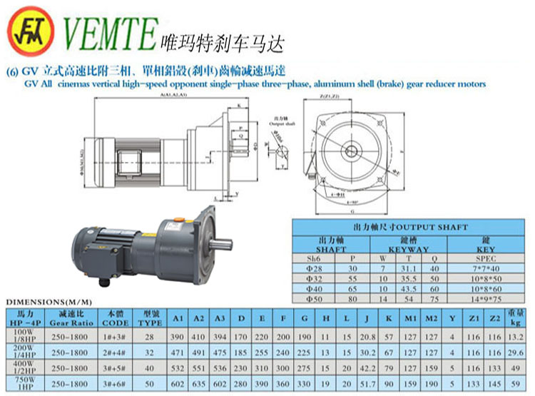 GV立式高速比付三項(xiàng)，單項(xiàng)鋁殼剎車齒輪減速馬達(dá)